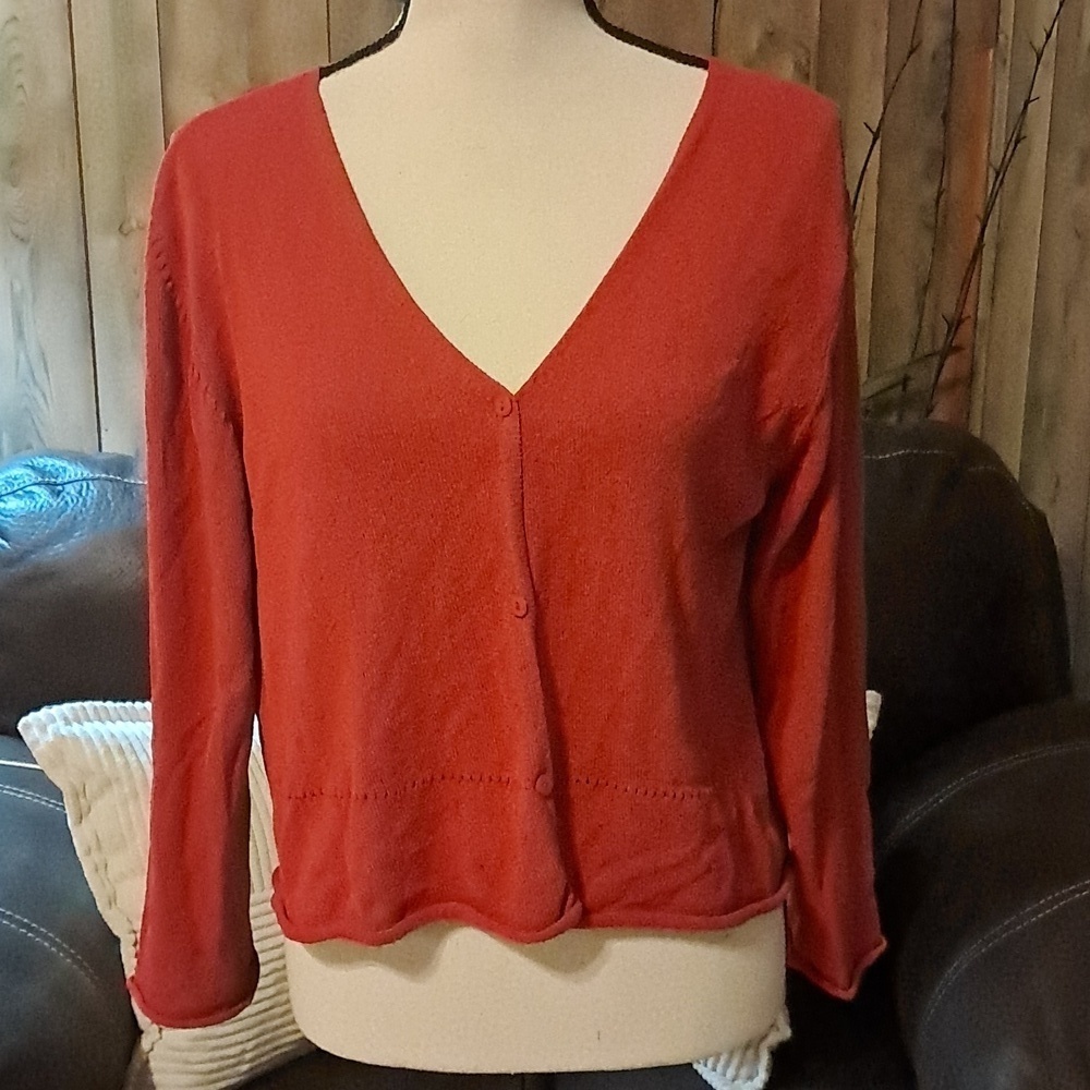Eileen Fisher Button Down V Neck Knit Cardigan Size M